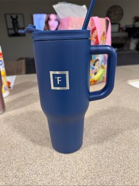 Iron Flask Matte Navy Blue Travel Tumbler with Handle